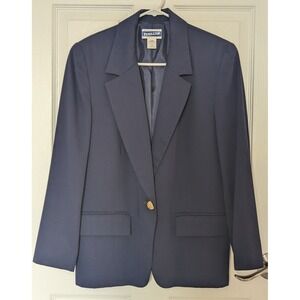 Vintage Pendleton Women's Blazer 10P Navy One Button Rayon Polyester Lined